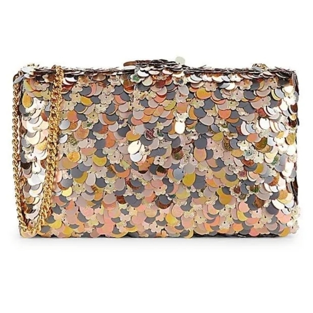 New Simitri Sequin Embellished Metallic Disco Convertible Clutch/Handbag NWT